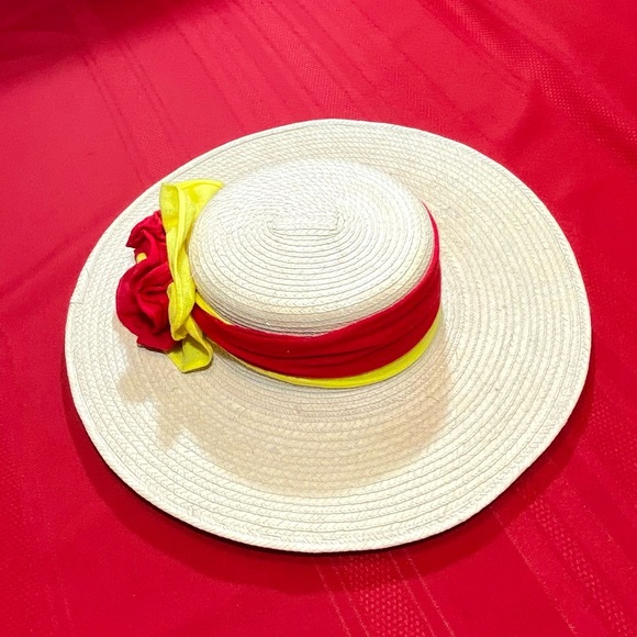 Ladies Summer 100% palm leaves hat, handcrafted, red yellow fantasy flower 53 main image 11